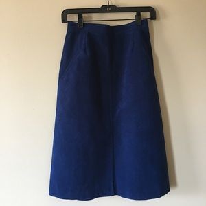 Vintage Faux Suede Blue Skirt XS Midi